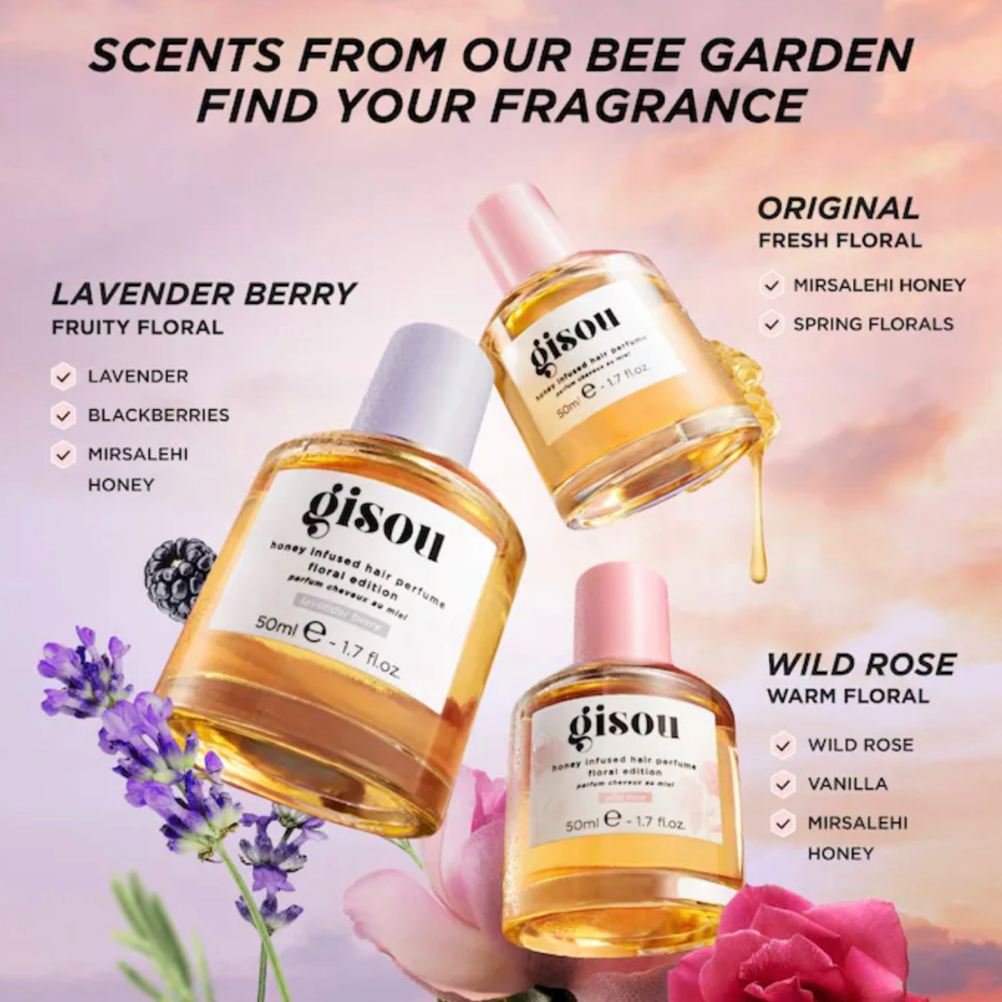 Парфум для волосся Gisou Honey Infused Hair Perfume - Lavender Berry