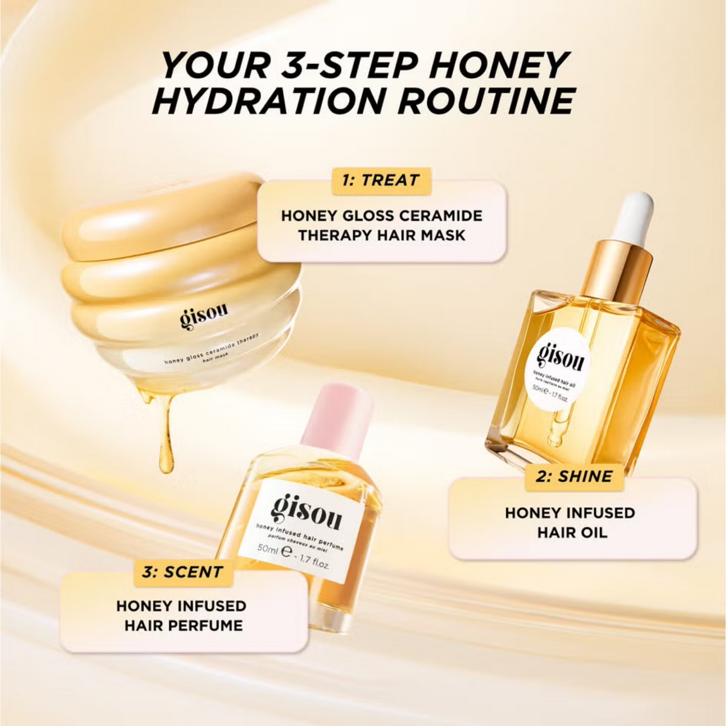 Інтенсивна маска для зволоженого сяючого волосся Gisou Honey Gloss Ceramide Therapy Hair Mask