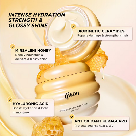 Інтенсивна маска для зволоженого сяючого волосся Gisou Honey Gloss Ceramide Therapy Hair Mask